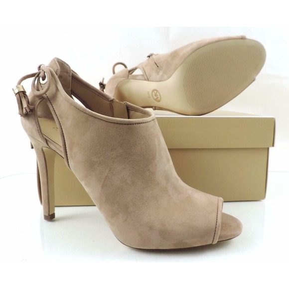 Michael Kors Jenings Bootie High Heels Sandals Open Toe Nude Dark Khaki Size 9.5 - Picture 10 of 10